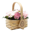 Soap Flowers Medium Pink Bouquet in Wicker Basket - SHAMTAM.COM