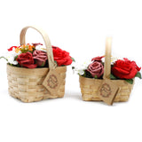 Soap Flowers Medium Red Bouquet in Wicker Basket - SHAMTAM.COM