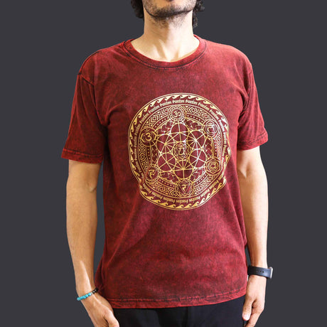 Medium Stone Washed T-Shirt - Chakra - Maroon - SHAMTAM.COM