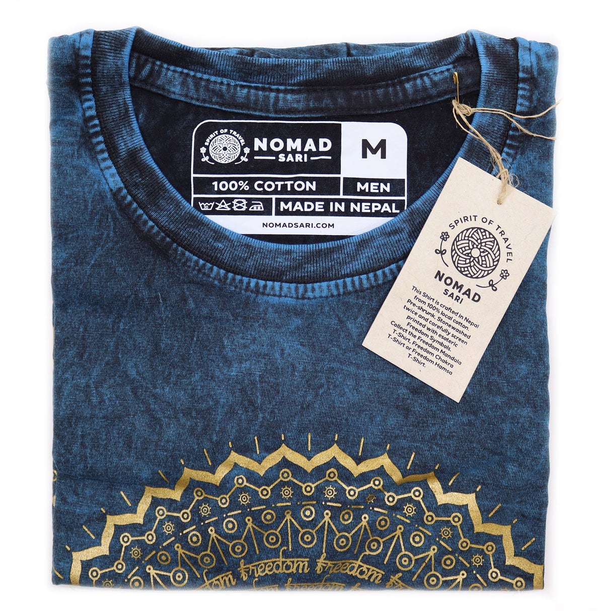 Medium Stone Washed T-Shirt - Mandala - Blue - SHAMTAM.COM