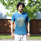 Medium Stone Washed T-Shirt - Mandala - Blue - SHAMTAM.COM