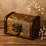 Medium Vintage Colonial Jewelry Box, Gold Panel - SHAMTAM.COM