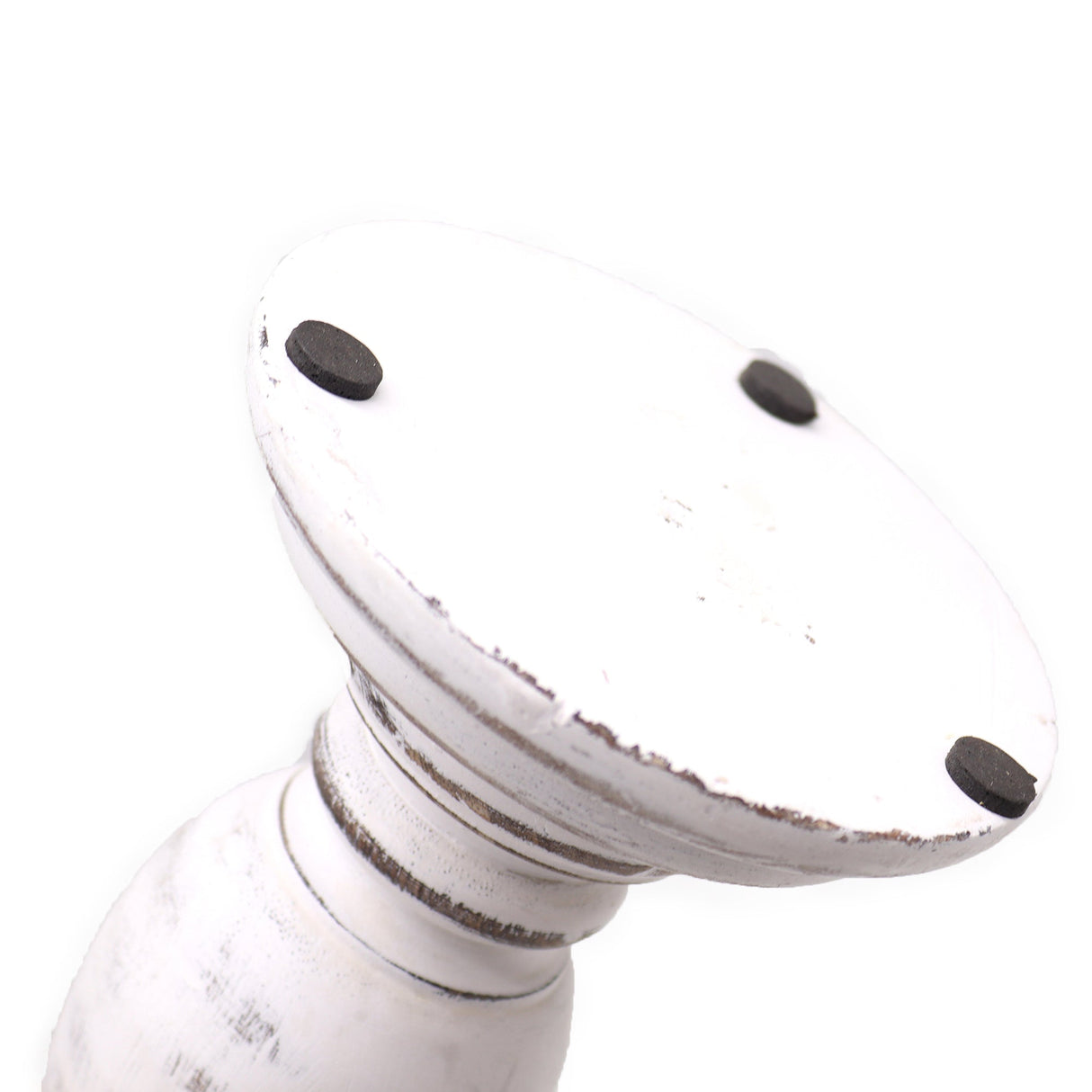 Medium Whitewashed Mango Wood Candle Stand - Classic Vintage Design - SHAMTAM.COM