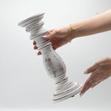 Medium Whitewashed Mango Wood Candle Stand - Classic Vintage Design - SHAMTAM.COM