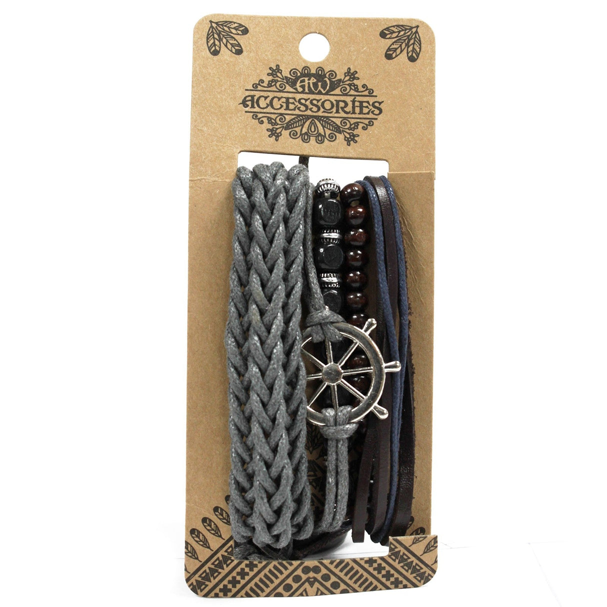 Mens Bracelet Sets - Metal & Leather (asst) - SHAMTAM.COM