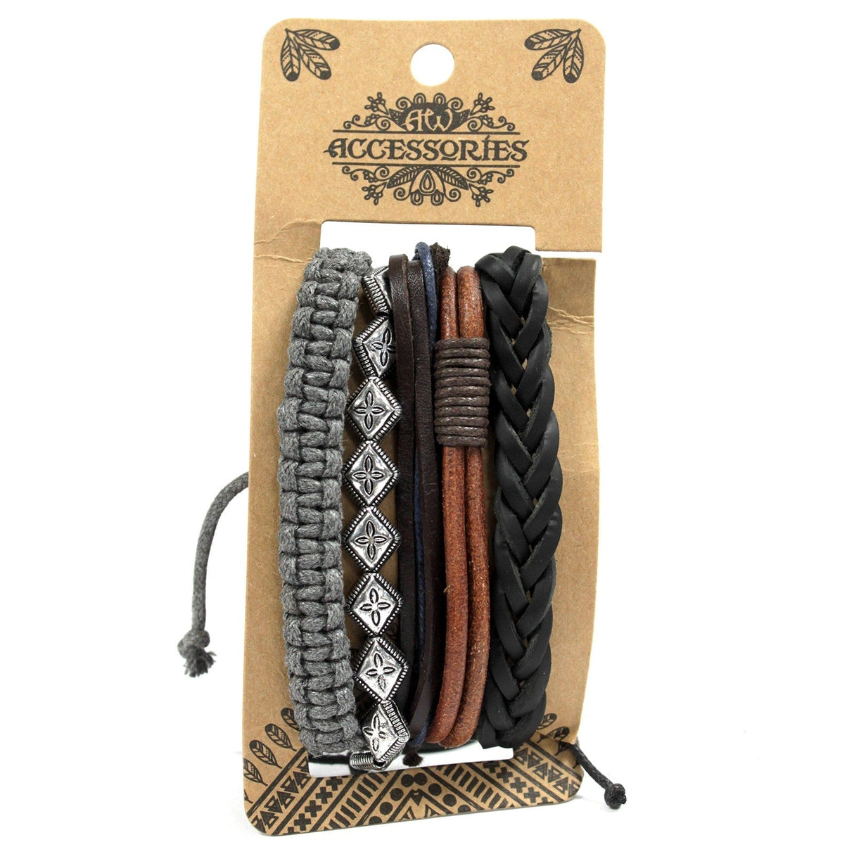 Mens Bracelet Sets - Metal & Leather (asst) - SHAMTAM.COM