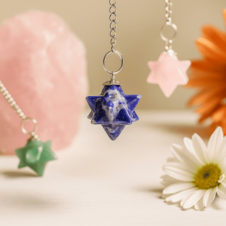 Merkaba Star Crystal Pendulum, Assorted Gemstones - SHAMTAM.COM