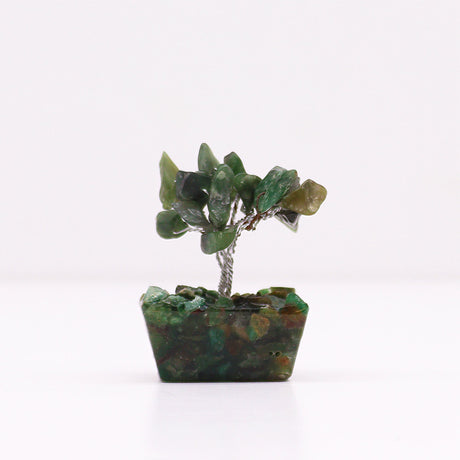 Green Aventurine Tree On Orgonite Base - 15 Gemstones - SHAMTAM.COM