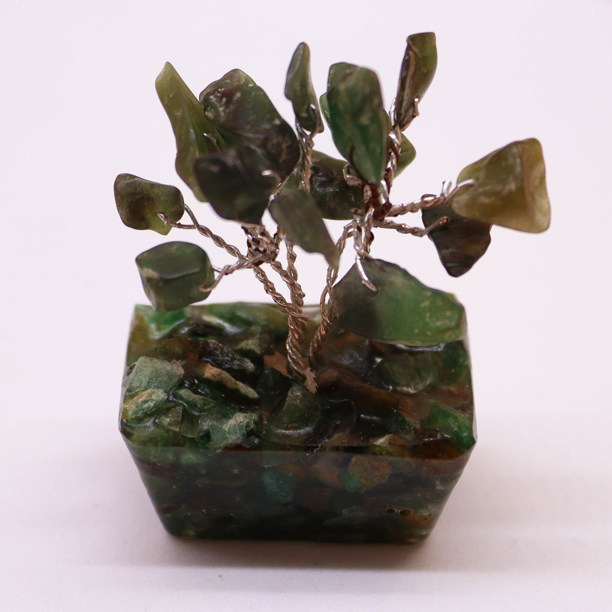 Green Aventurine Tree On Orgonite Base - 15 Gemstones - SHAMTAM.COM