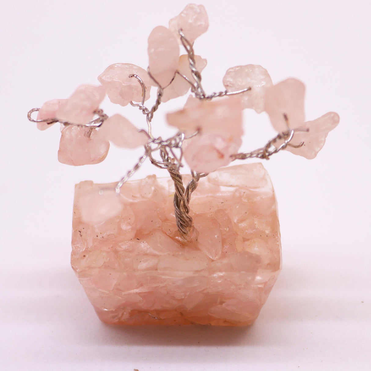 Rose Quartz Tree On Orgonite Base - 15 Gemstones - SHAMTAM.COM