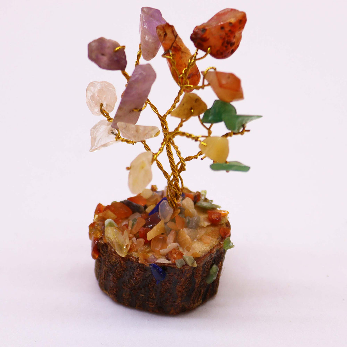 Crystal Tree On Wood Base - 15 Gemstones - SHAMTAM.COM