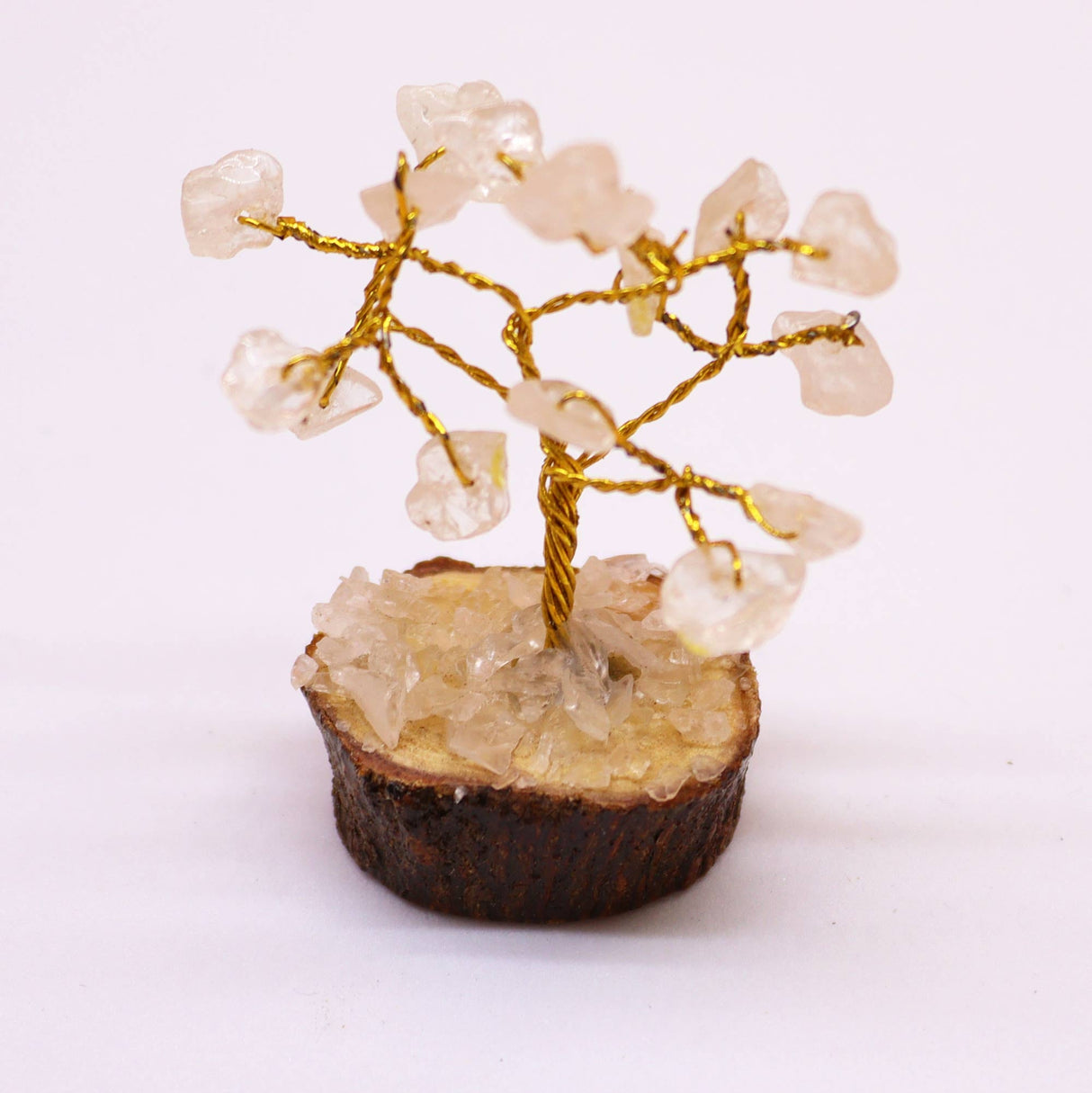 Rock Quartz Tree On Wood Base - 15 Gemstones - SHAMTAM.COM