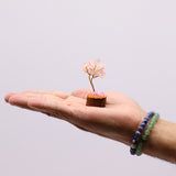 Rose Quartz Tree On Wood Base - 15 Gemstones - SHAMTAM.COM