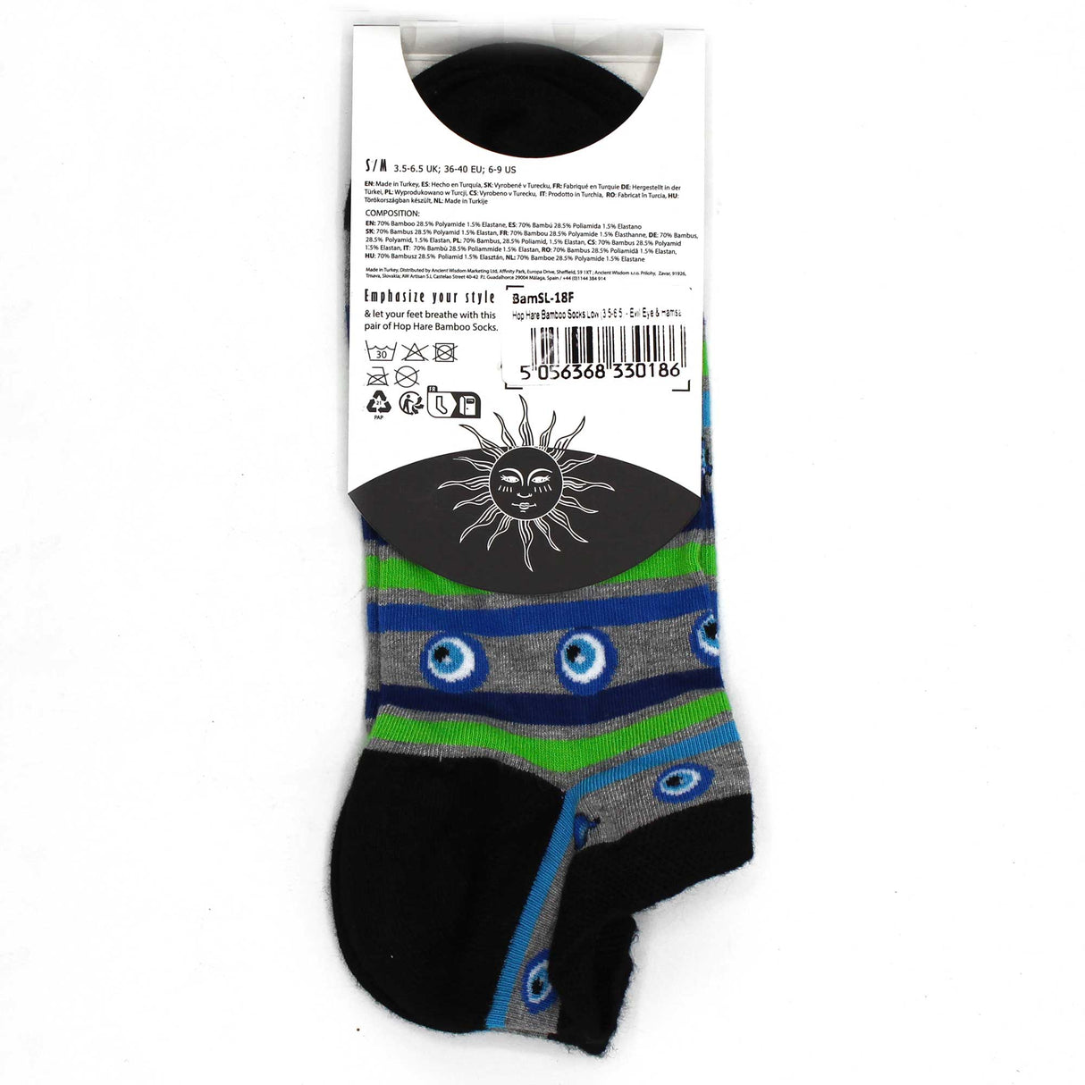 Hamsa Socks Low M/L 7.5 - 11.5 - Evil Eye & Hamsa - SHAMTAM.COM