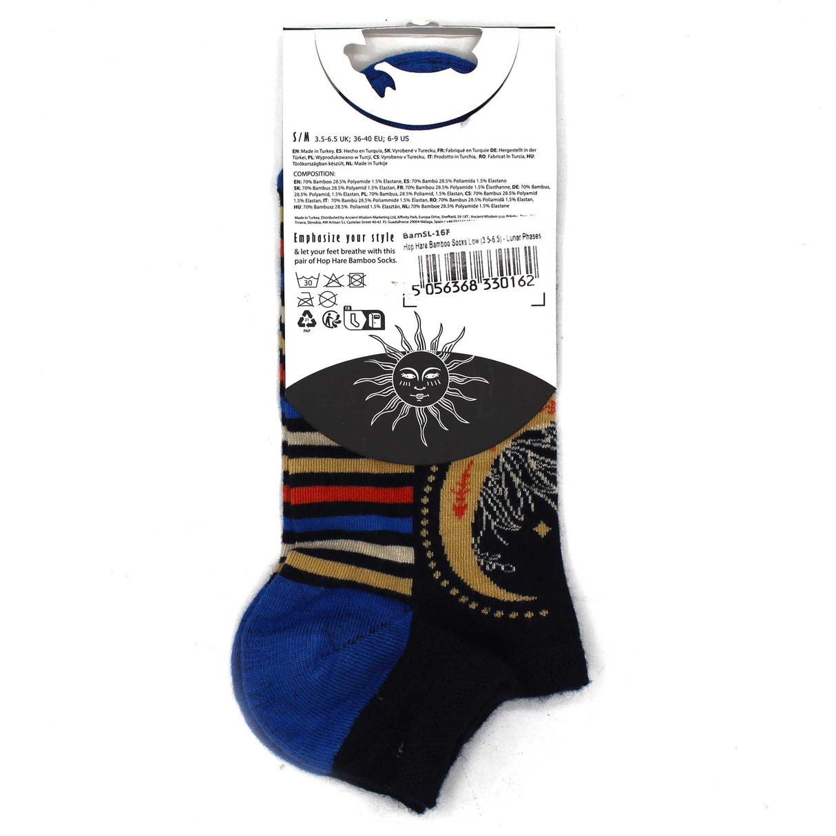 Bamboo Socks Low M/L 7.5 - 11.5 - Lunar Phases - SHAMTAM.COM