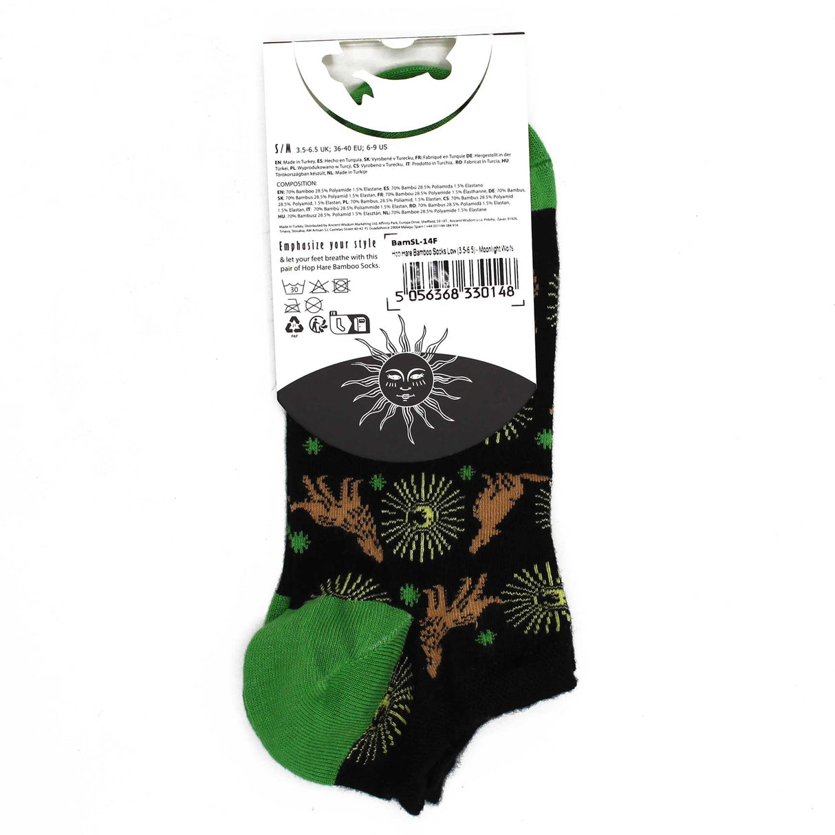 Bamboo Socks Low M/L 7.5 - 11.5 - Moonlight Wolfs - SHAMTAM.COM