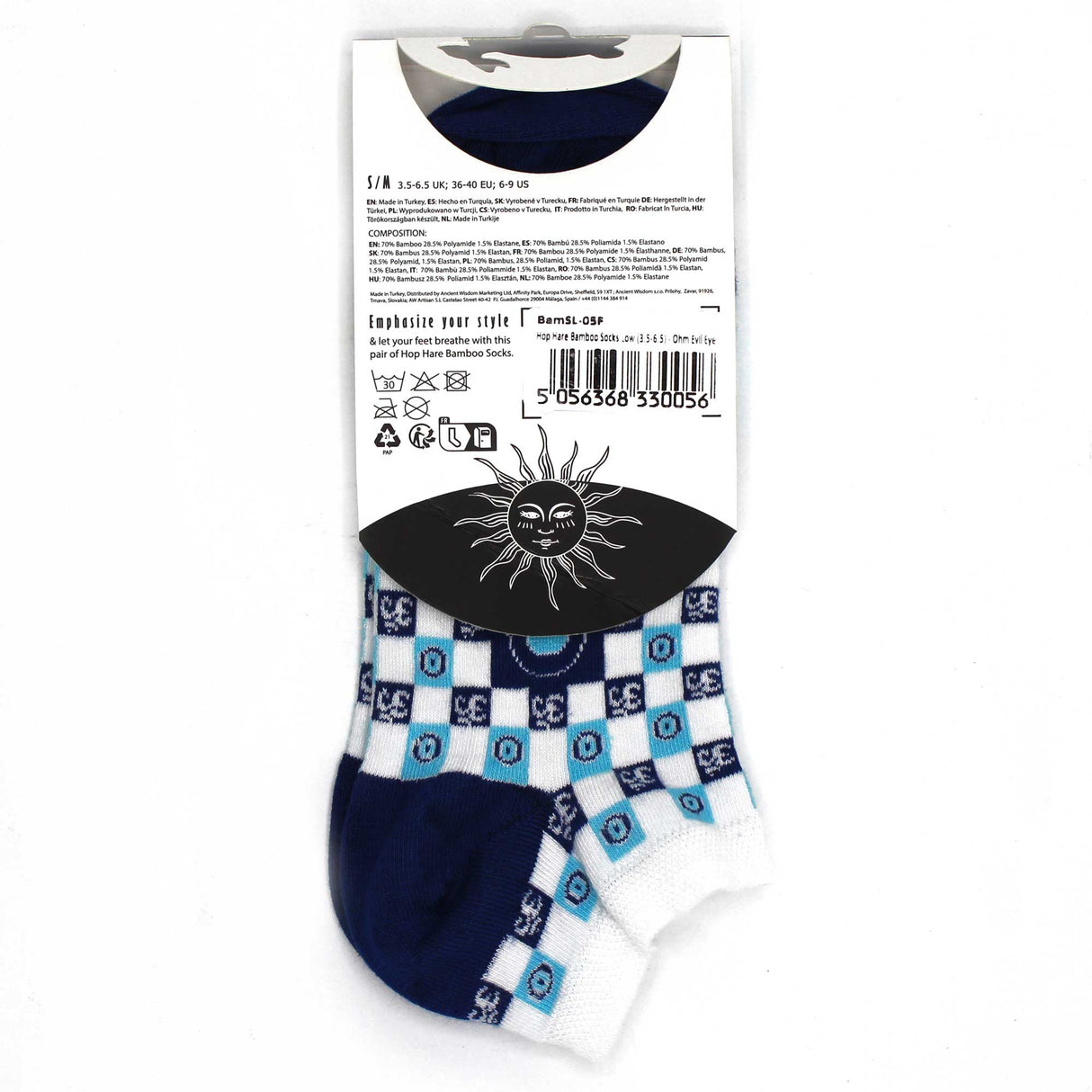 Bamboo Socks Low M/L 7.5 - 11.5 - Om Evil Eye - SHAMTAM.COM