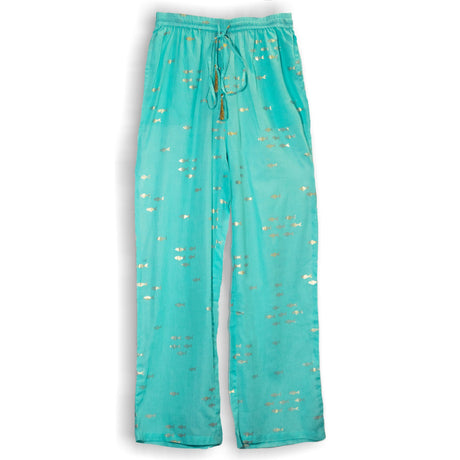 (ML) Nomad Sari On the Med Collection - Lounge Pants - Turquoise & Gold Fish Design - SHAMTAM.COM