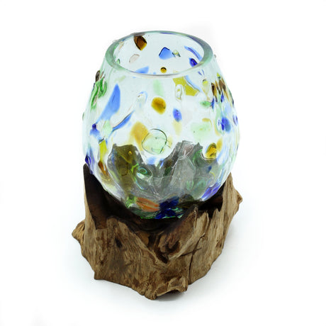 Molten Coloured Glass on Wood - Medium Bowl - SHAMTAM.COM