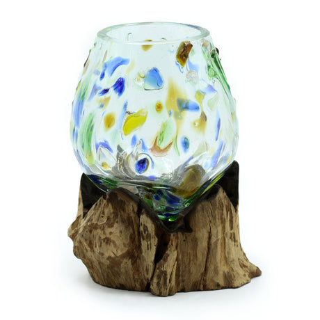 Molten Coloured Glass on Wood - Medium Bowl - SHAMTAM.COM