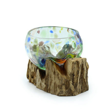 Molten Coloured Glass on Wood - Small Bowl - SHAMTAM.COM
