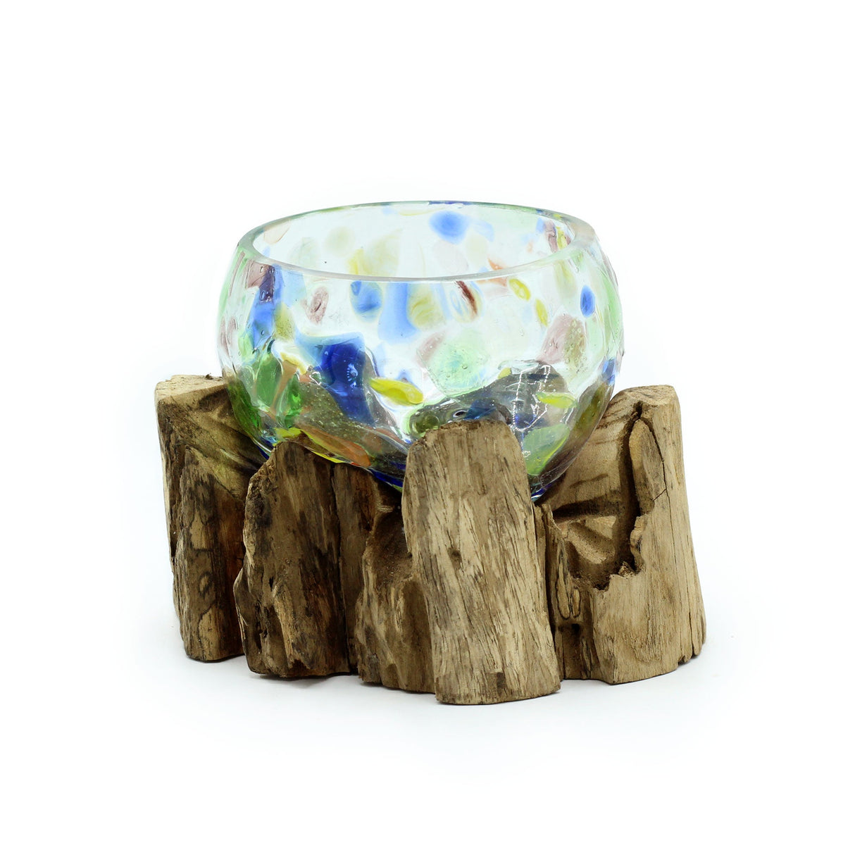 Molten Coloured Glass on Wood - Small Bowl - SHAMTAM.COM