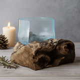Molten Glass Bowl on Wood Base - SHAMTAM.COM
