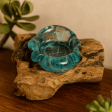 Molten Glass Candle Holder on Wood Base - SHAMTAM.COM