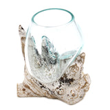 Glass Bowl on Driftwood Molten Glass - SHAMTAM.COM