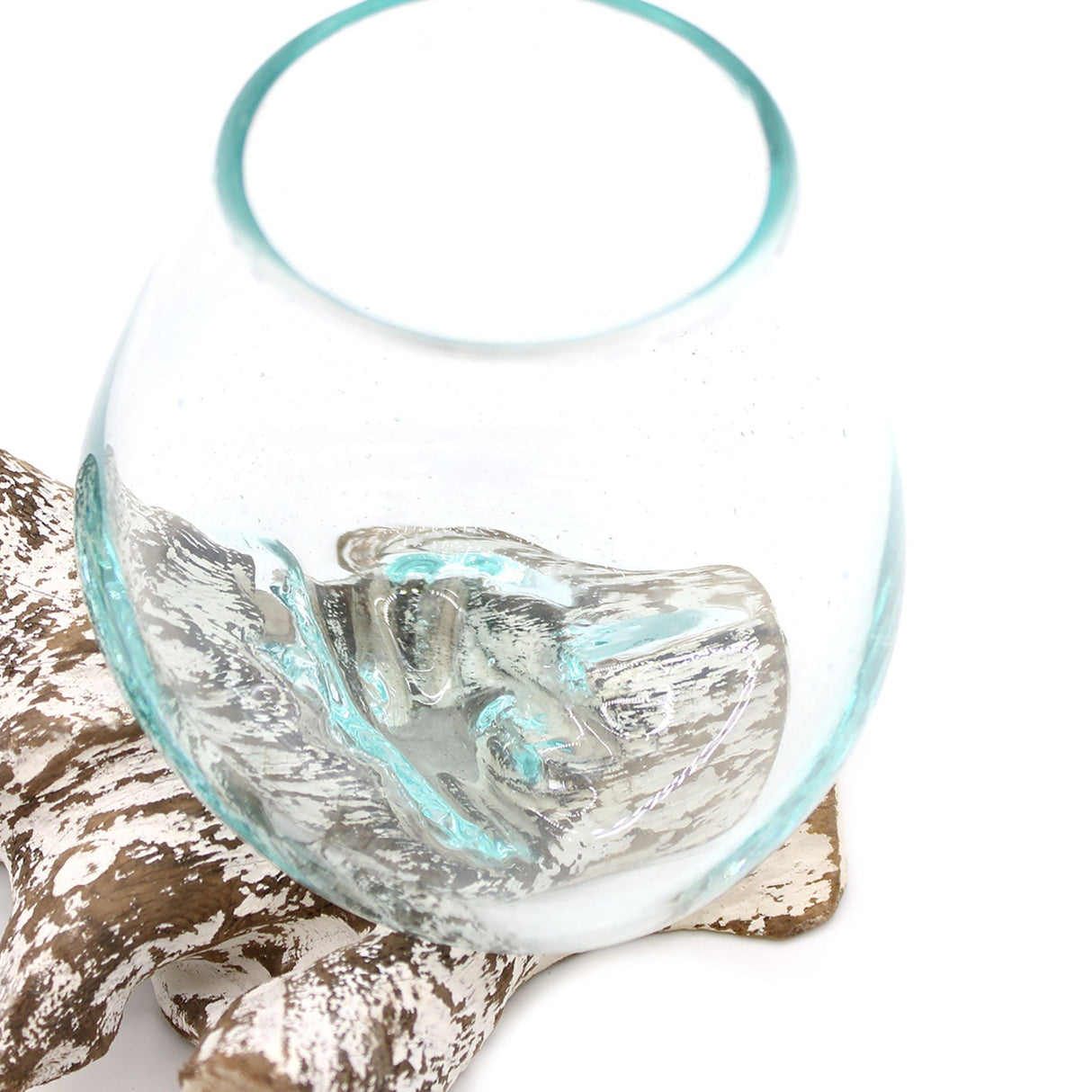 Glass Bowl on Driftwood Molten Glass - SHAMTAM.COM