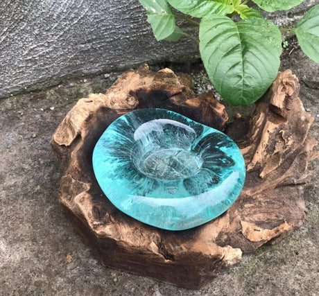 Glass on Wood Candle Holder Molten Glass - SHAMTAM.COM