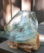 Glass Bowl on Wood Molten Glass - SHAMTAM.COM