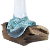 Glass Vase on Wood Molten Glass - SHAMTAM.COM