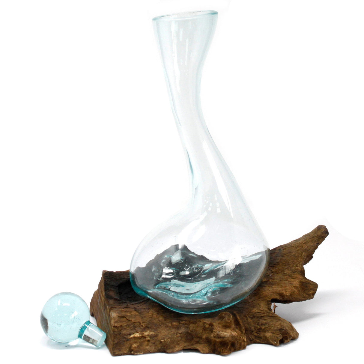 Wine Decanter on Driftwood Molten Glass - SHAMTAM.COM