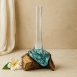 Molten Glass Vase On Wood Stand - SHAMTAM.COM