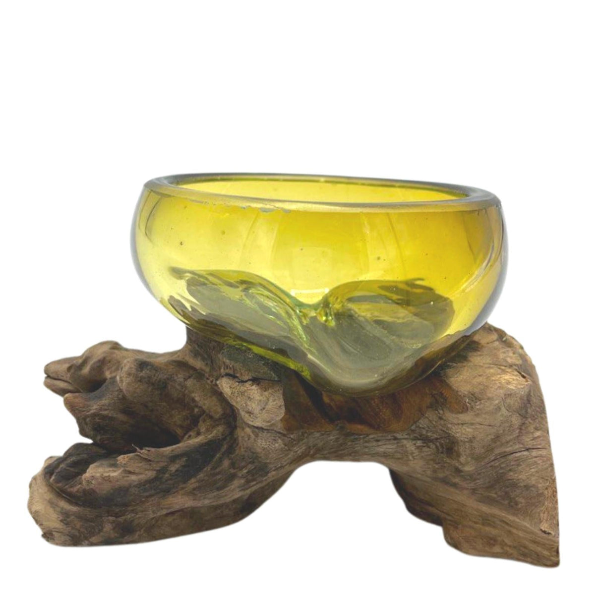 Glass Bowl on Driftwood Molten Glass - SHAMTAM.COM