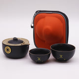 Travel Tea Set Money Cat - Two Cups - Black - SHAMTAM.COM