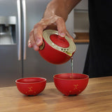 Travel Tea Set Money Cat - Two Cups - Red - SHAMTAM.COM