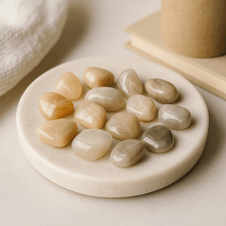 Moonstone Tumbled Stones, 24 Pieces - SHAMTAM.COM
