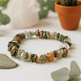 Moss Agate Chip Stone Stretch Bracelet - SHAMTAM.COM