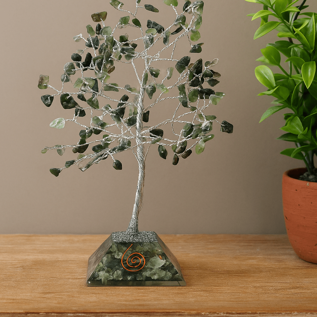 Moss Agate Crystal Tree Orgonite Base 160 Gemstones - SHAMTAM.COM