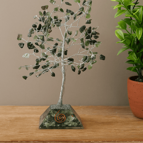Moss Agate Crystal Tree Orgonite Base 160 Gemstones - SHAMTAM.COM
