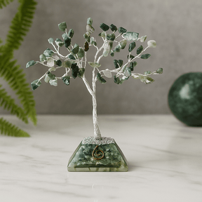 Moss Agate Crystal Tree Orgonite Base - 80 Gemstones - SHAMTAM.COM