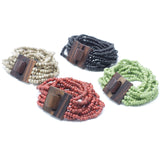 Multi - Bead Bangle Wooden Clasp - Assorted Colours - SHAMTAM.COM