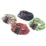 Multi - Bead Bangle Wooden Clasp - Assorted Colours - SHAMTAM.COM