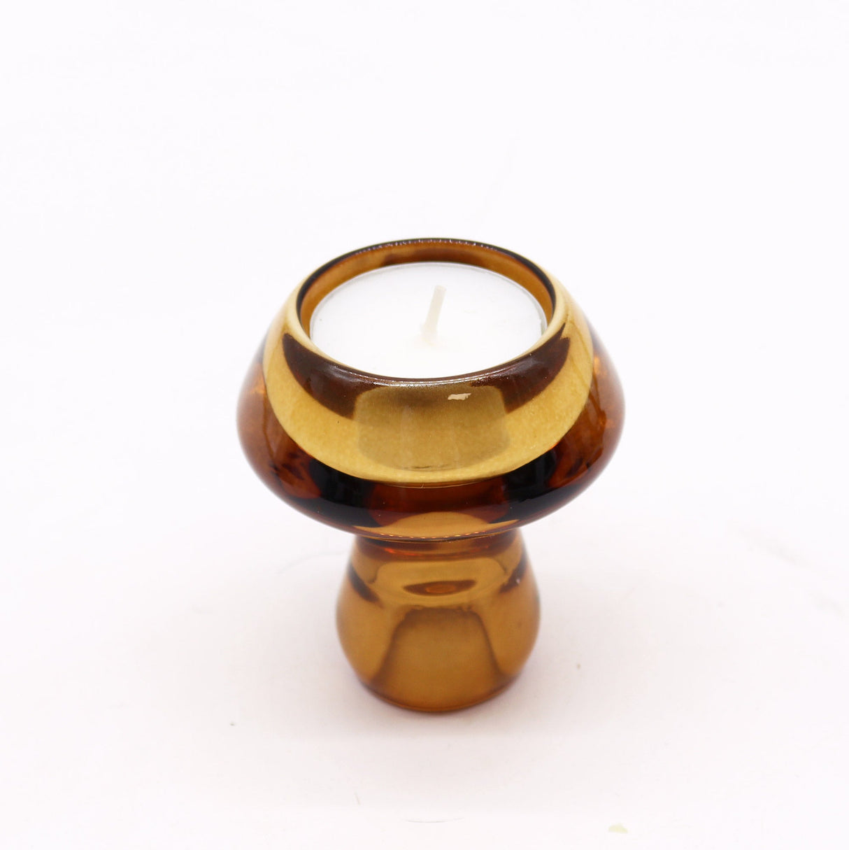 Mushroom Flip Dinner Candle / Tealight Holder - Antique Amber (2 pcs) - SHAMTAM.COM