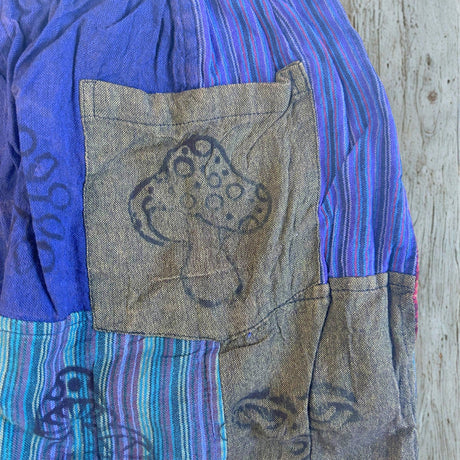 Nomad Sari - Mushroom Pants - Block Print Designs - Purple Tones S/M - SHAMTAM.COM