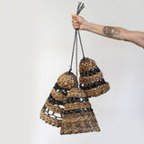 Boho Lamp Shades Natural Banana Leaf & Hitam Raffia - Set of 3 - SHAMTAM.COM