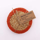 Natural Coaster - Jute & Cotton 10cm (set of 4) - Clay Boarder - SHAMTAM.COM