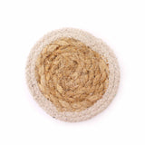 Natural Coaster - Jute & Cotton 10cm (set of 4) - Ivory Boarder - SHAMTAM.COM